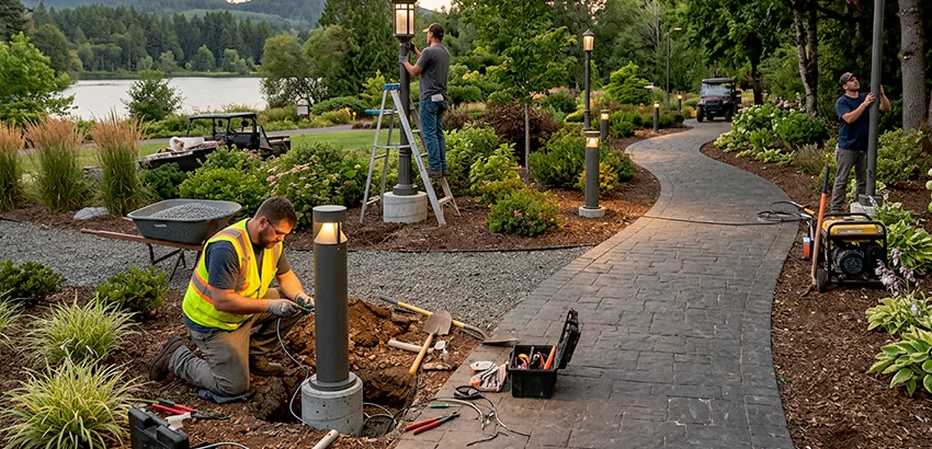 Landscape Post, Pole, and Bollard Lighting Installation in Pelham